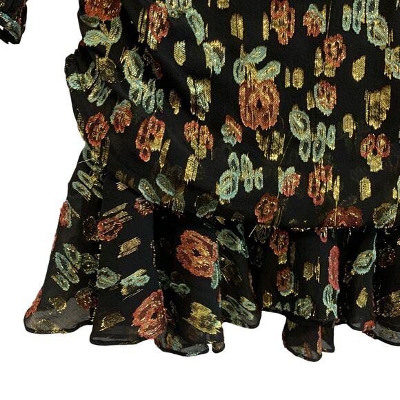 Veronica Beard Robin Black Floral Metallic Foil Mini Dress - Picture 11 of 11